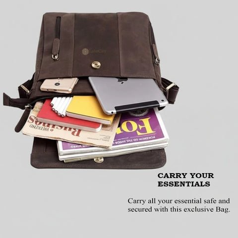 Stylish Spacious Genuine Leather Sling Bag for Men/Women Hunter Brown