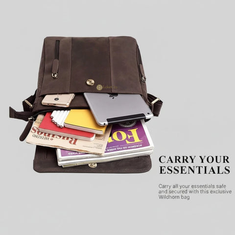 Stylish Spacious Genuine Leather Sling Bag for Men/Women Hunter Brown