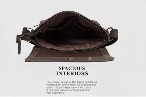 Stylish Spacious Genuine Leather Sling Bag for Men/Women Hunter Brown