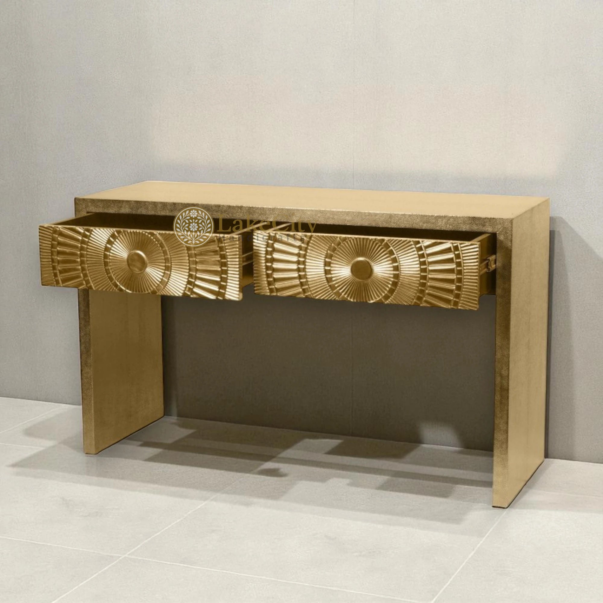Design Steel Console Sun Design Metal Console with Two Drawers – Lakecity Handicrafts