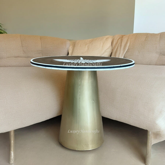 Swan Bone Inlay Accent Table Black