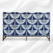 Swan Mother of Pearl Inlay Bar Cabinet Glass Navy Blue 7