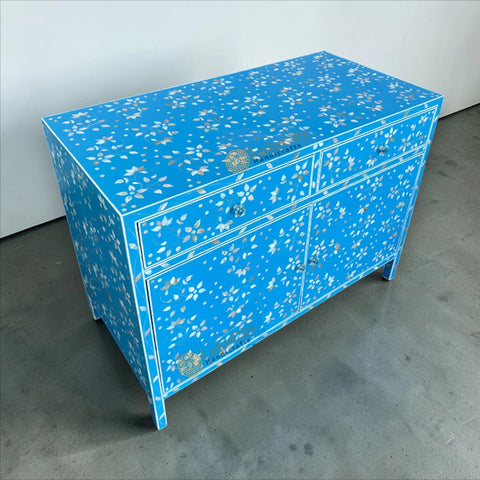 Sylvie Mother Of Pearl Inlay 2 Drawers & 2 Doors Sideboard Table Blue