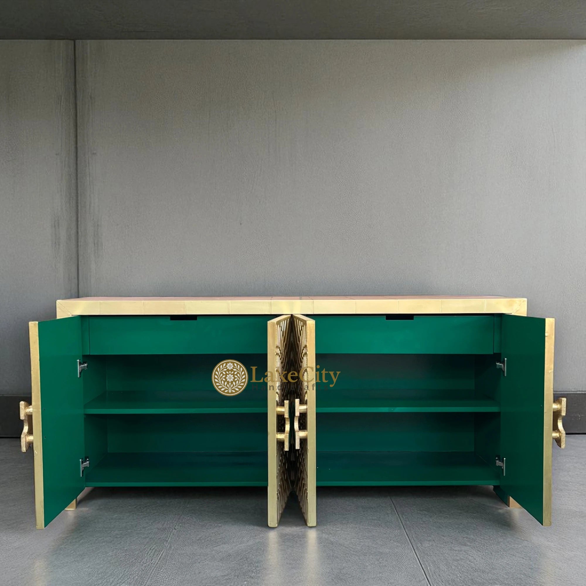 Talitha Brass Embossed 4 Door Credenza