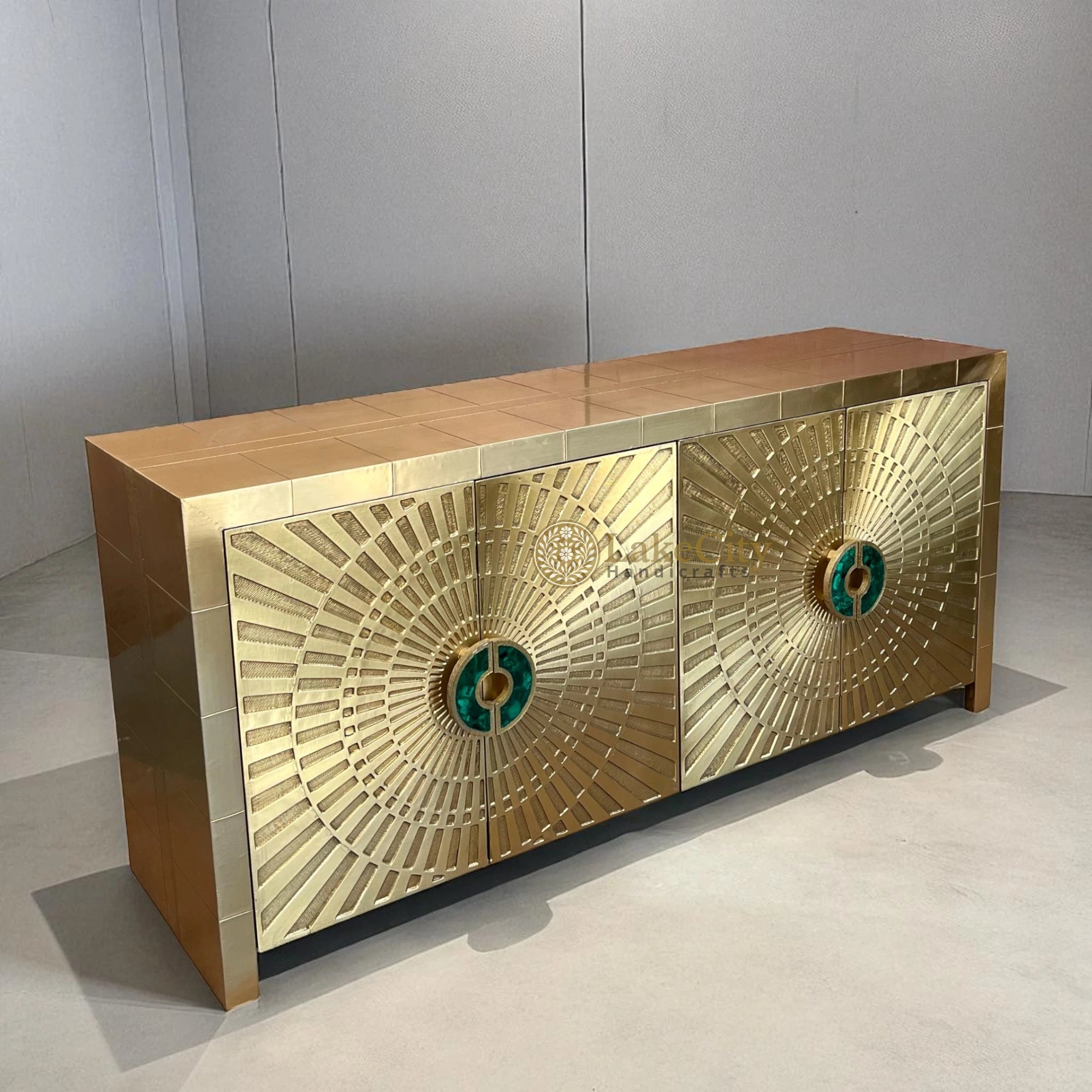 Talitha Brass Embossed 4 Door Credenza