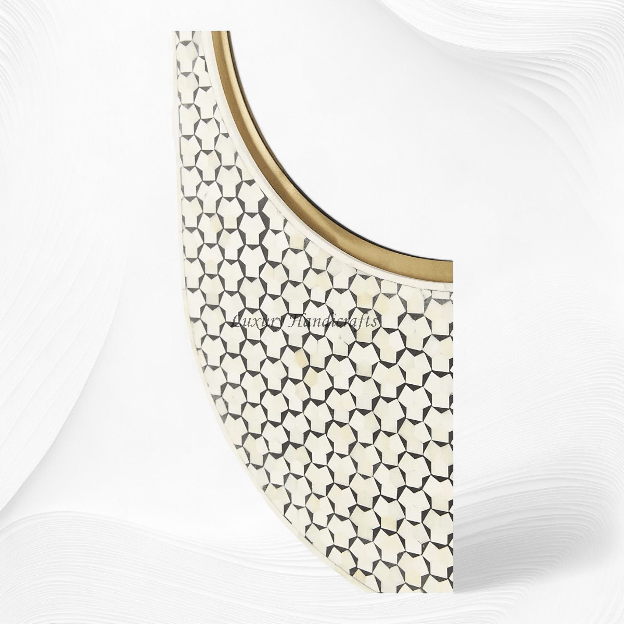 Targua Bone Inlay Oval Mirror Black