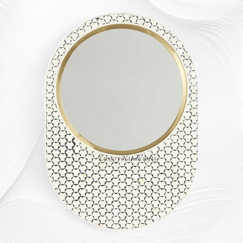 Targua Bone Inlay Oval Mirror Black