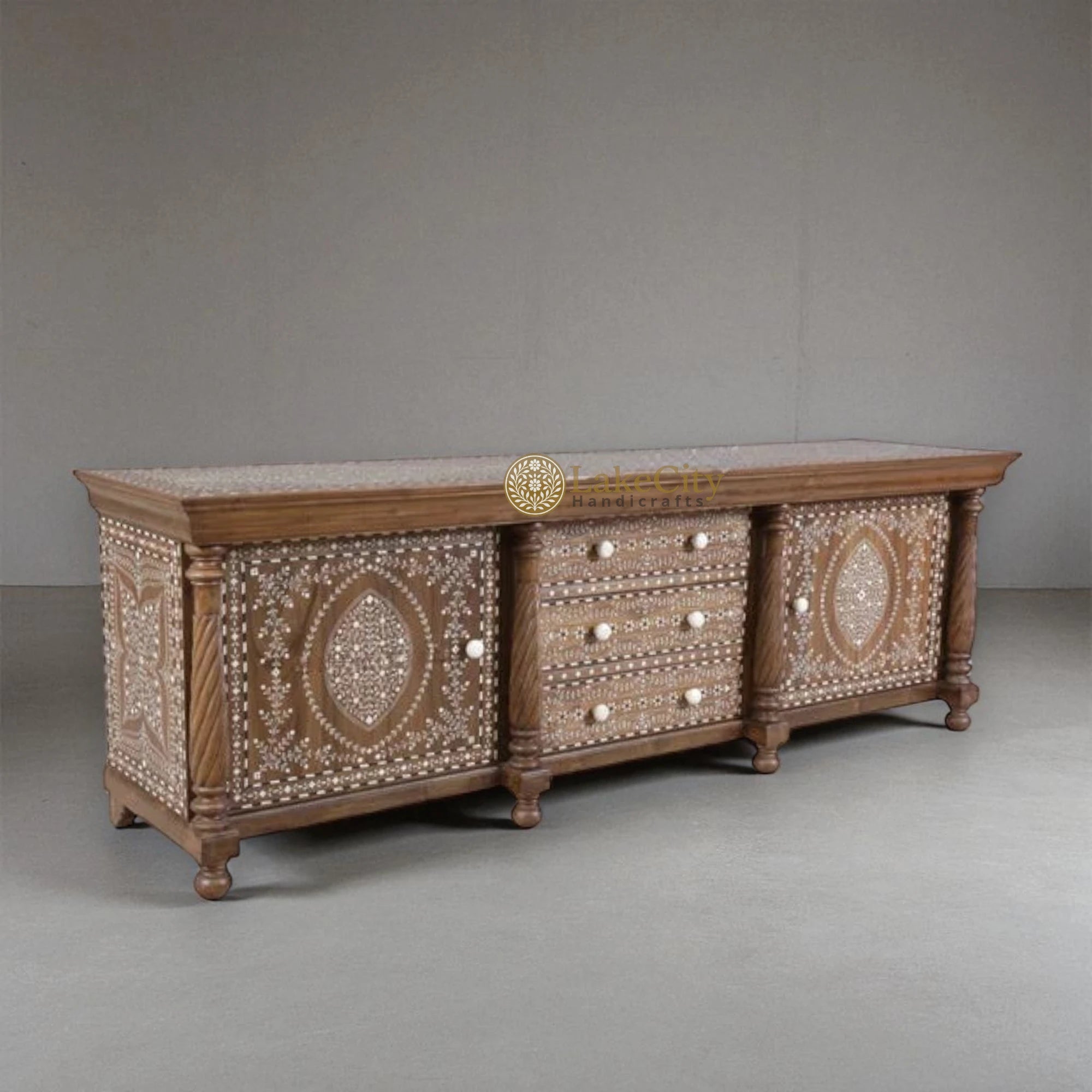 Teak Wood Bone Inlaid Rachel Sideboard Table
