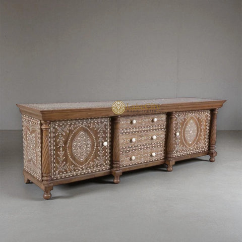 Teak Wood Bone Inlaid Rachel Sideboard Table