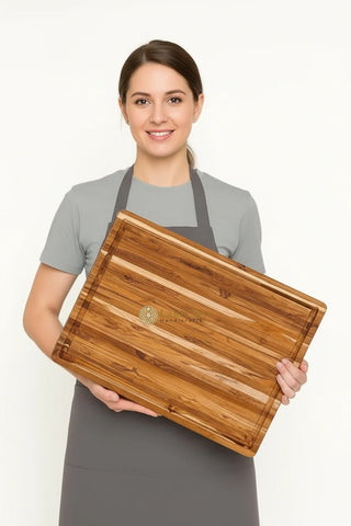 Teak Wood Gripe Handle Carving Board, Chopping Board For Vegetables
