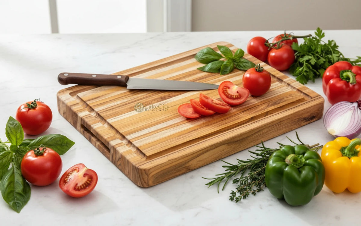 Teak Wood Carving Board and Wood Cutting Board