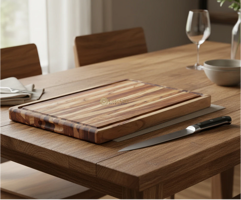 Teak Wood Cutting Board for Kitchen with Sorting Compartments