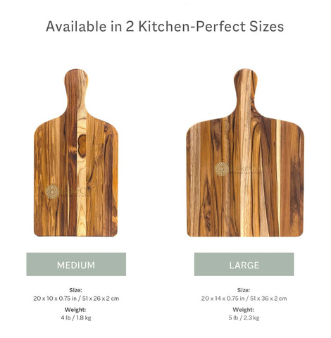 Teak Wood Rectangle Chopping Board With Handle