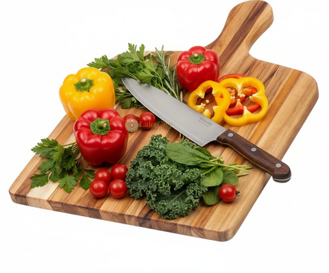 Teak Wood Rectangle Chopping Board With Handle