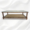 Teakwood Bone Inlaid Cane Coffee Table Walnut Finish 1