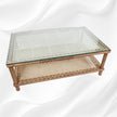 Teakwood Bone Inlaid Cane Coffee Table 3