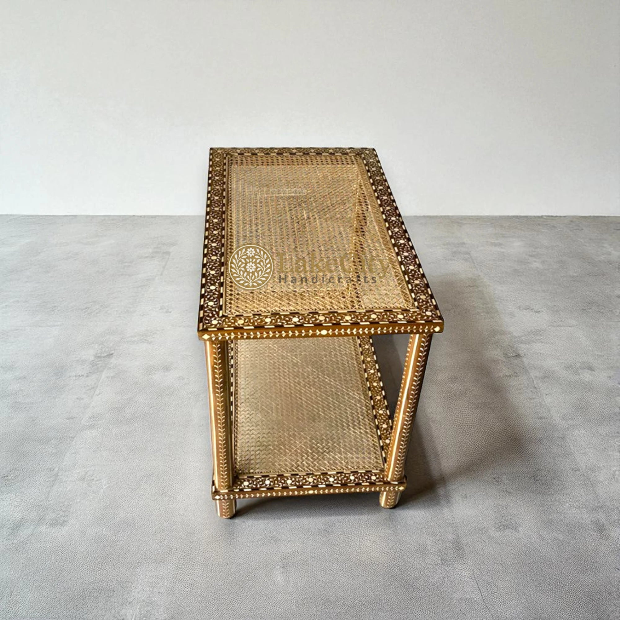 Teakwood Bone Inlay Side Table Natural