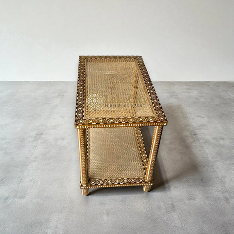 Teakwood Bone Inlay Side Table Natural