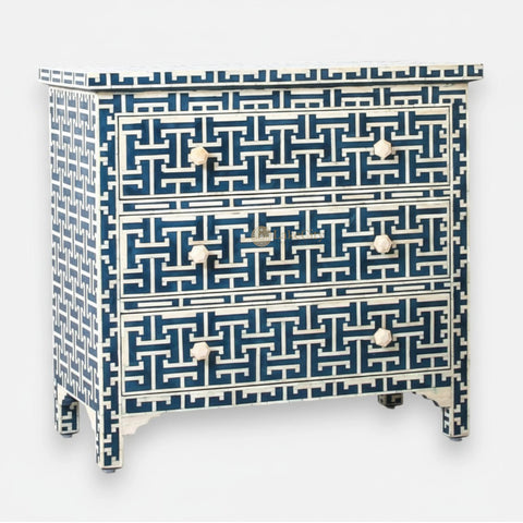 Tetris Bone Inlay 3 Drawer Dresser Indigo