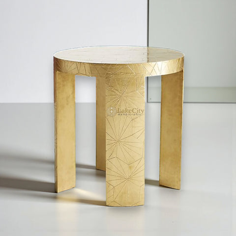 Texas Floral Brass Embossed Side Table