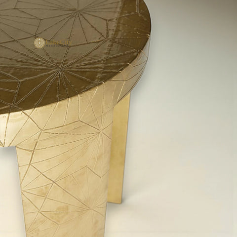 Texas Floral Brass Embossed Side Table