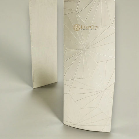 Texas Floral White Metal Embossed Side Table