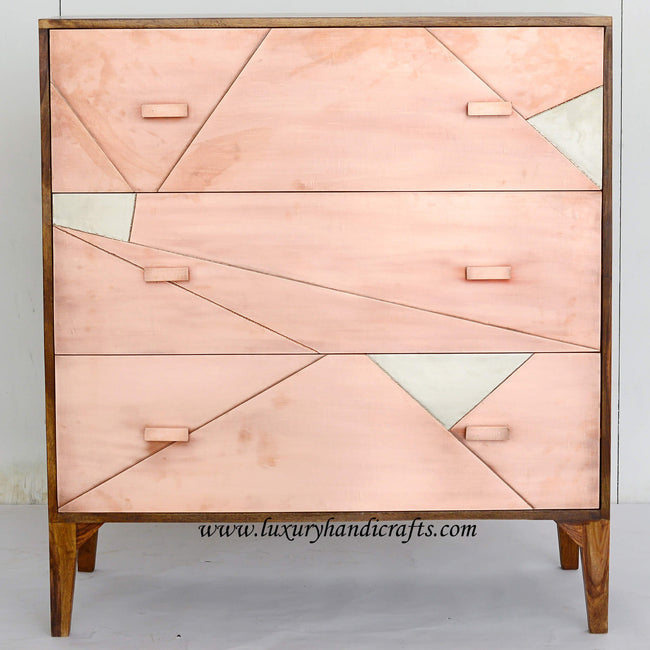 Three Drawer Chest Copper Brass 1