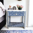 Tetris Bone Inlay 1 Drawer 1 Shelf Bedside Indigo 1