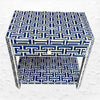 Tetris Bone Inlay 1 Drawer 1 Shelf Bedside Indigo 2