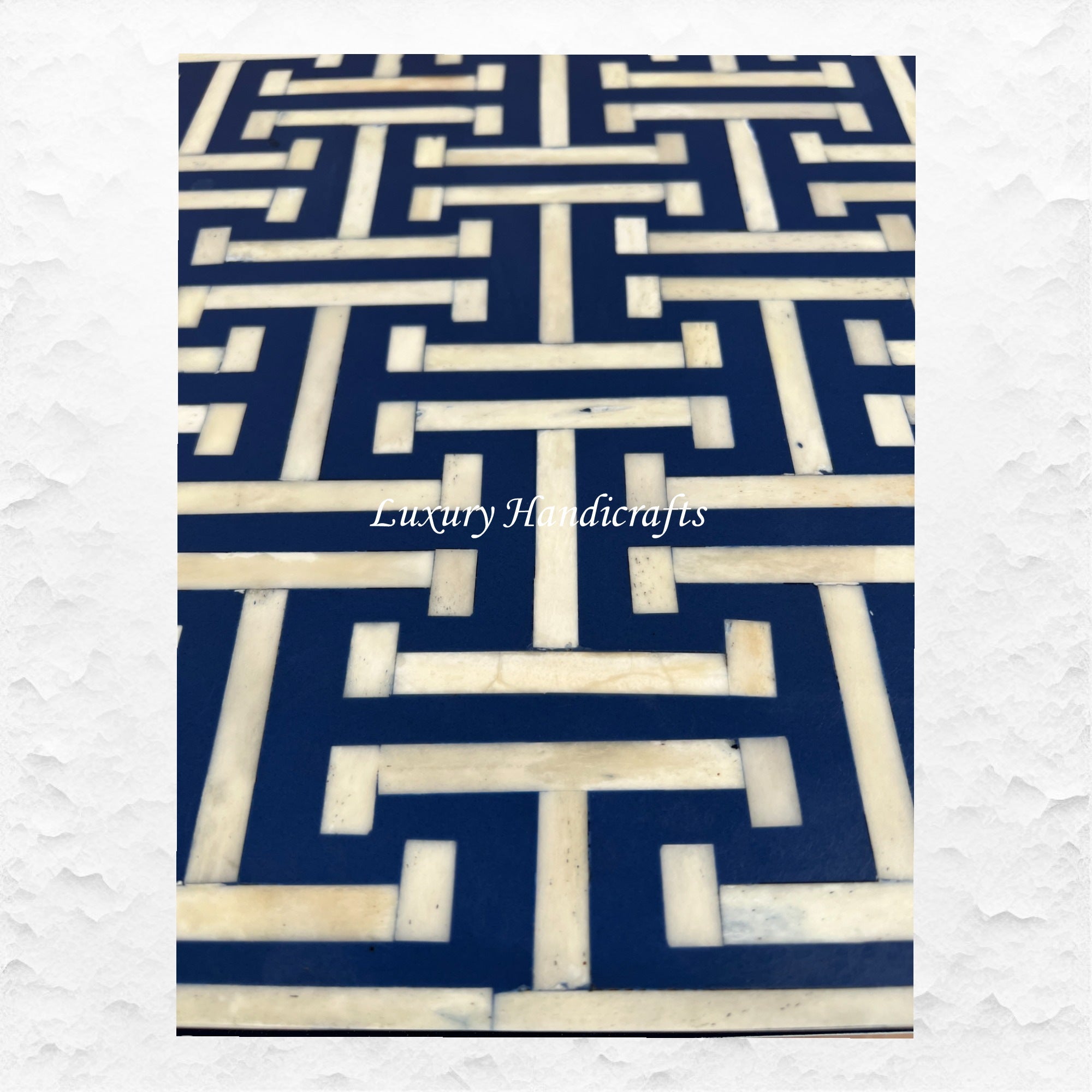 Tetris Bone Inlay 1 Drawer 1 Shelf Bedside Indigo 4