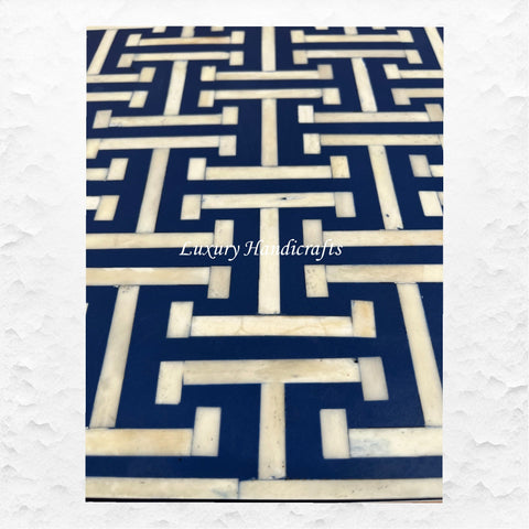 Tetris Bone Inlay 1 Drawer 1 Shelf Bedside Indigo 4