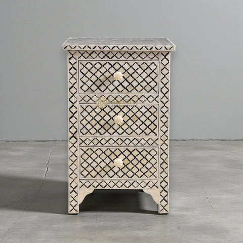 Tikdi Bone Inlay 3 drawers Nightstand black
