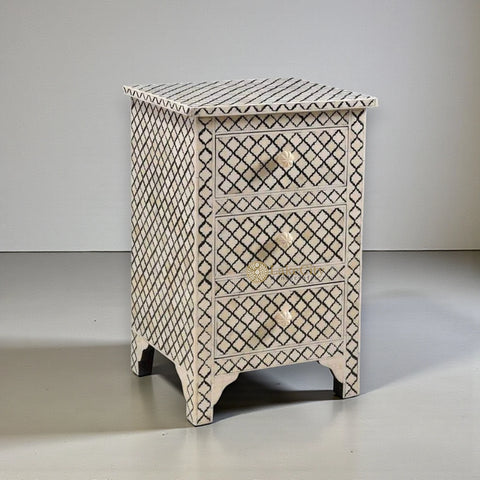 Tikdi Bone Inlay 3 drawers Nightstand black