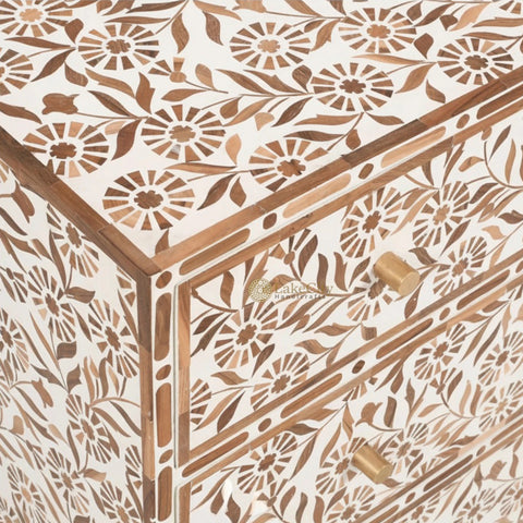 Timber Inlay 3 Drawer Chest Flannel Flower