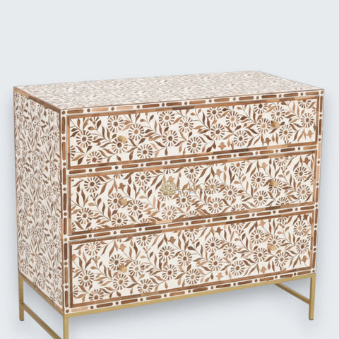Timber Inlay 3 Drawer Chest Flannel Flower