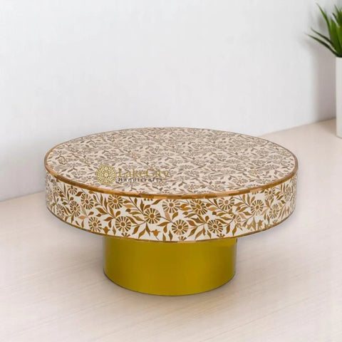 Timber Inlay Round Coffee Table Flannel Flower