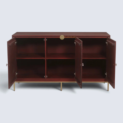 Torie Mother of Pearl Inlay Credenza Burgundy
