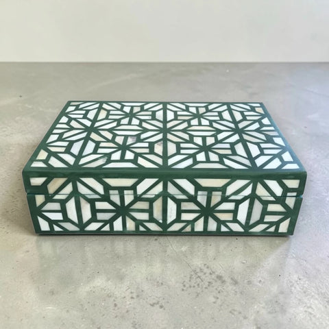 Tortoise Bone Inlay Box Green