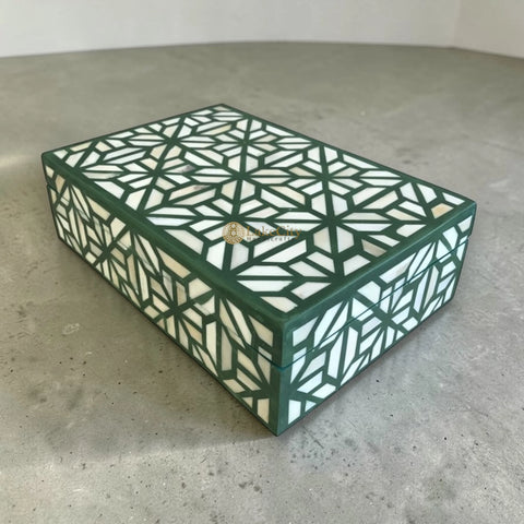 Tortoise Bone Inlay Box Green