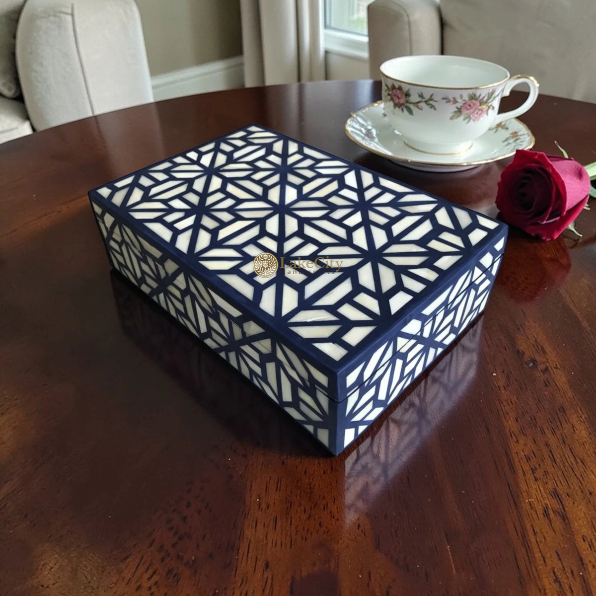 Tortoise Bone Inlay Box Indigo