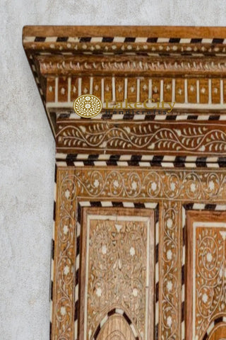 Unique Handcrafted Bone Inlay Teak Wood Almirah