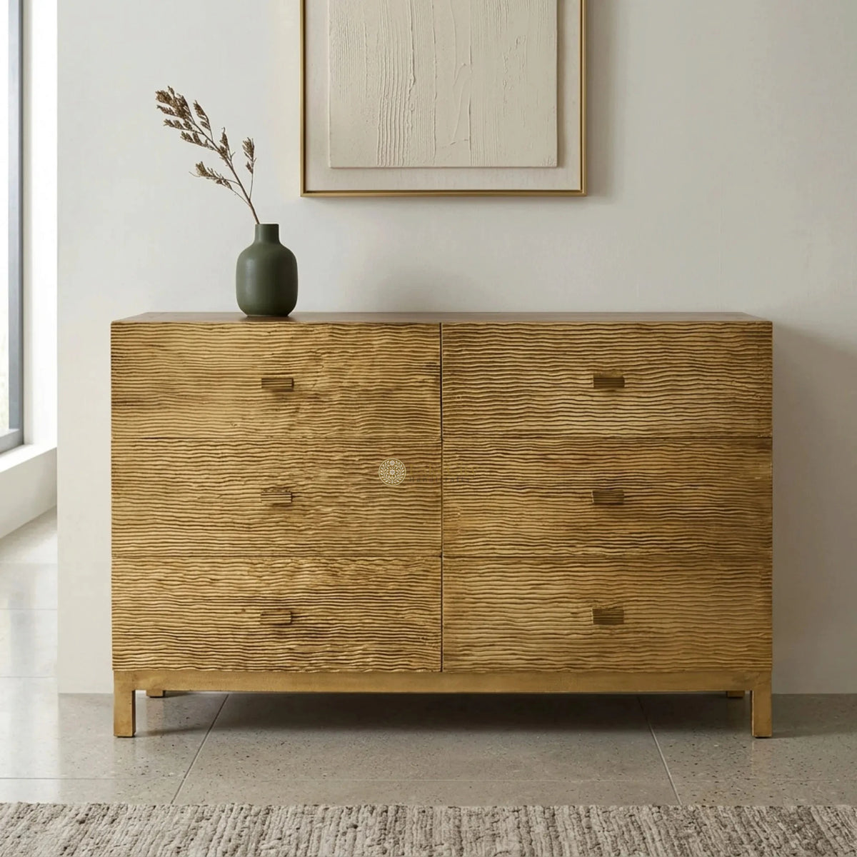 Wave Design Brass Sideboard 6 Drawers