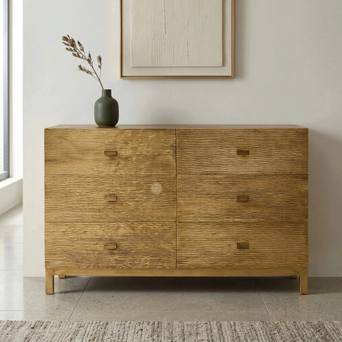 Wave Design Brass Sideboard 6 Drawers