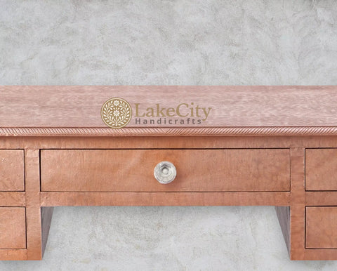 Zepto Copper Inlay 5 Drawers Console Table