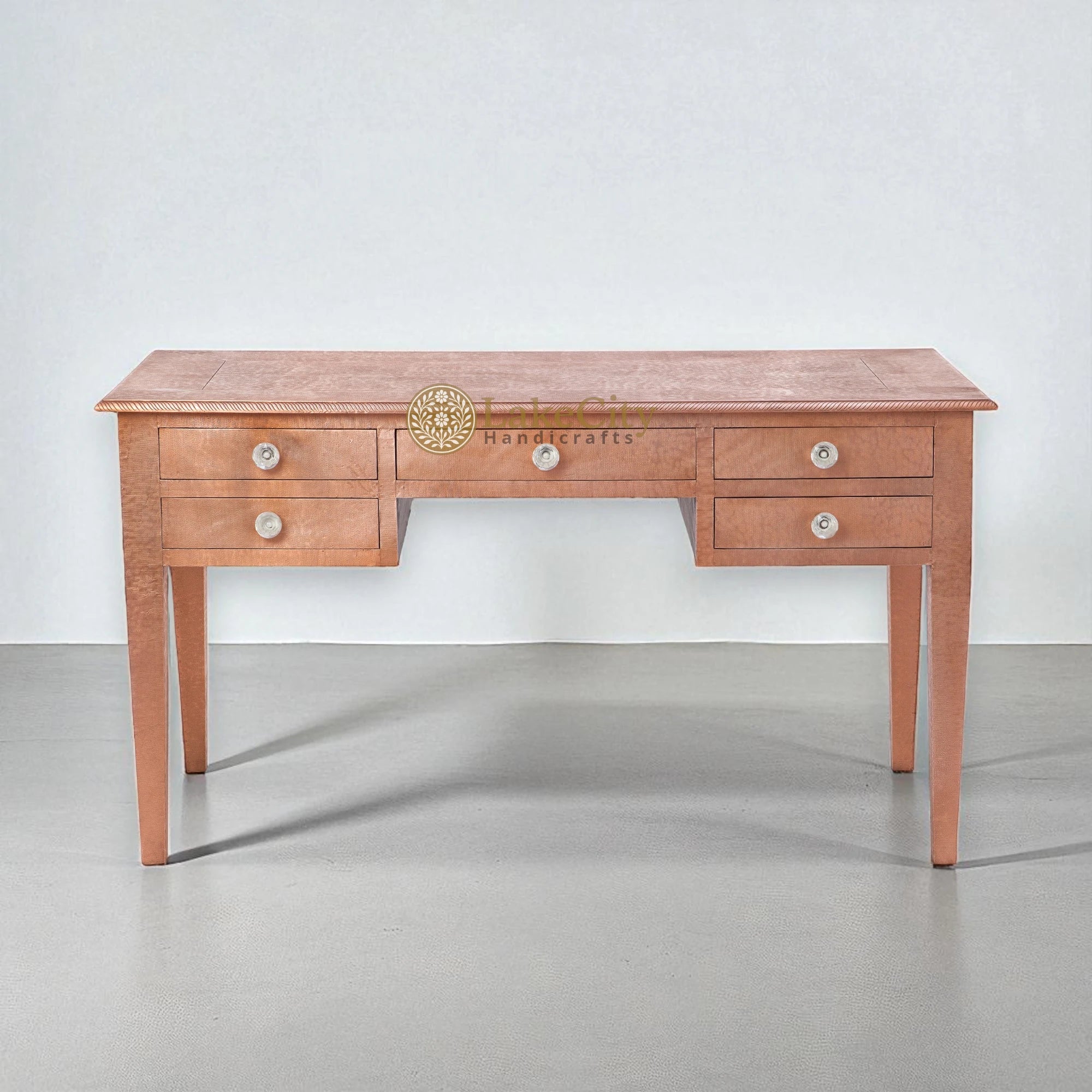 Zepto Copper Inlay 5 Drawers Console Table