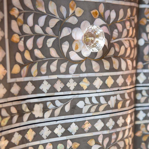 Estelle Mother of Pearl Inlay Curved Dresser Grey 2