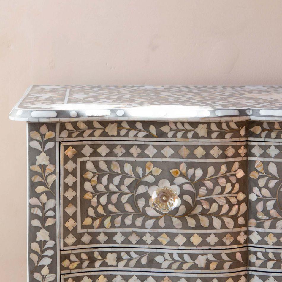 Estelle Mother of Pearl Inlay Curved Dresser Grey 3