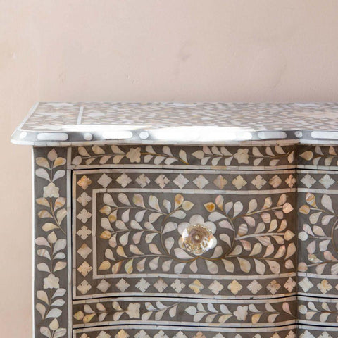 Estelle Mother of Pearl Inlay Curved Dresser Grey 3