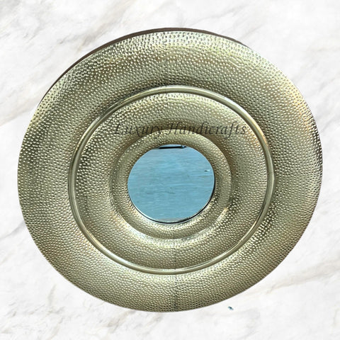 featuring a decorative Apollo Hammered Brass Gold Mirror 2