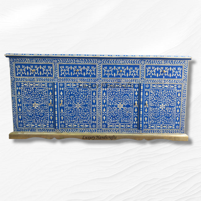 Shop for Arabic Floral Bone Inlay Buffet Blue 1